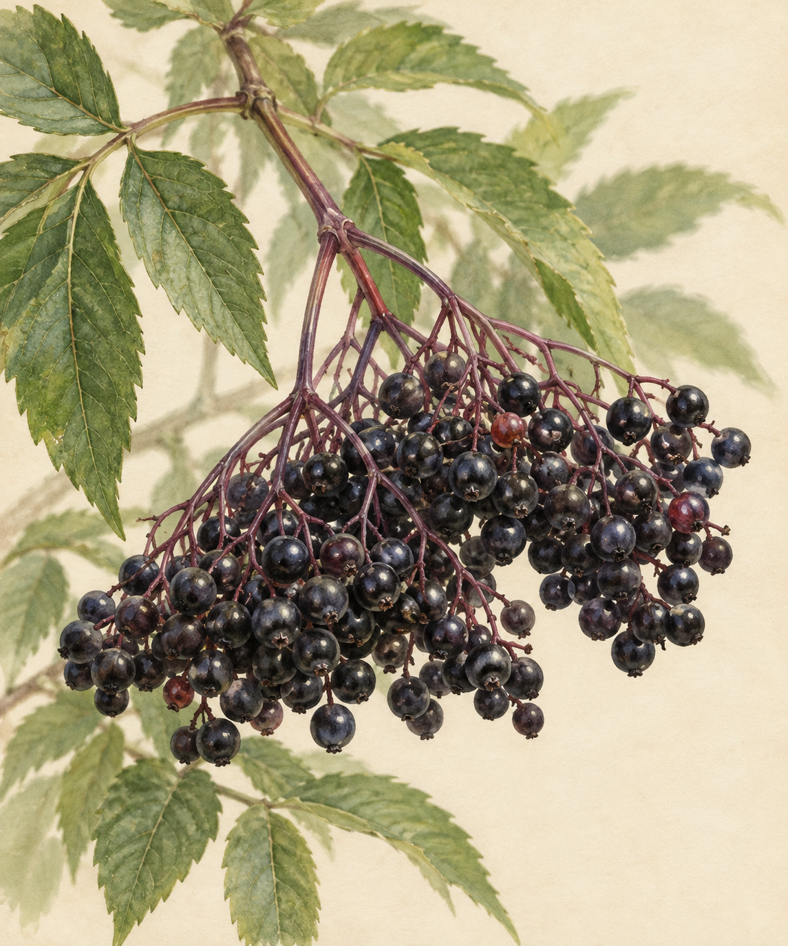 European elderberry: Ripe berry close-up