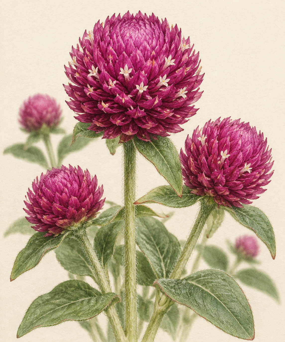 Globe amaranth: Flower close-up